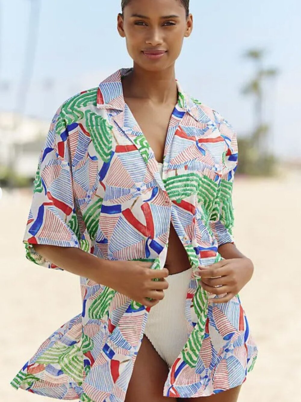 Anthropologie Celandine oversized button down beach swim cover up